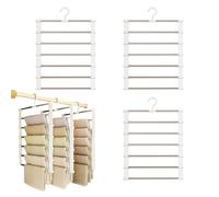 3 Piezas Perchas para Pantalones Ahorra Espacio, Percha de Acero Inoxidable, 6 En 1 Perchas Pantalones Plegables, Perchas Plegables para Toallas, Sábanas, Bufandas, Vaqueros, Toallas, Corbatas