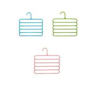 3 Piezas Perchas para Pantalones, Perchas Pantalones Multiple, 5 Capas Plástico Ahorro Espacio Pantalones Percha