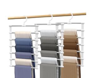 3 Piezas Perchas para Pantalones, Perchas para Ahorrar Espacio Percha Plegables Antideslizantes Percha para Pantalones Perchas Múltiples Color Blanco Organizador para Pantalone Vaqueros Bufandas