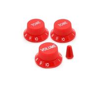 3 Piezas Perillas Velocidad Real, Rojo Con Letras Blancas | , Perillas para Guitarra Eléctrica, Estriado, Restauración, Luthieres