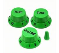 3 Piezas Perillas Velocidad Real, Verde Con Letras Negras | , Perillas para Guitarra Eléctrica, Estriado, Restauración, Luthieres