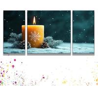 3 Piezas Pintar por Numeros Adultos, Paint by Numbers Invierno Vela Diseño Patrones, DIY Pintura Acrilica Sin Marco, Manualidades Adultos, con Pinceles, Cuadros Decoracion Hogar 60x120cm y1s-287