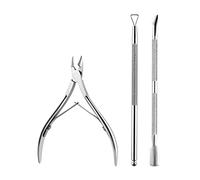 3 Piezas Pinza de Cutículas con Levantador de Cutícula Removedor de Cutícula de Acero Inoxidable y Herramienta de Belleza Cortador, Alicates Cortaúñas, Pedicura y Herramientas