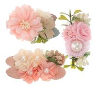 3 Piezas Pinzas Pelo Flores para Niñas, Accesorios Delicados | Tres Piezas en Tonos Rosa, Detalles de Perlas Falsas, Uso Cómodo para Fotos Familiares y Fiestas