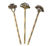 3 Piezas Pinzas Pelo Pinzas Para El Cabello De Niña Horquillas Moño Horquilla Vintage Palillo De Pelo De Las Mujeres Palo De Pelo Metal