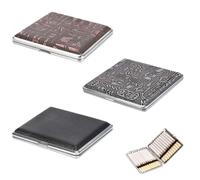 3 Piezas Pitilleras de Metal y Cuero, Pitilleras para Cigarrillos Pitillera de Metal para Hombre y Mujer para 20 Cigarrillos Pitillera Tabaco de Liar para Pantalones, Traje, Bolso