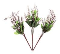 3 Piezas Planta Artificial Blanco, de Perlas y Lágrimas, 5 Cabezas | Tela de Seda y Plástico, Aspecto Realista, Decoración Duradera, para Bodas y Fiestas