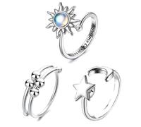 3 Piezas Plata Anillos Mujer, Anillos Antiestrés, Anillo Antiestres Mujer, Ansiedad Anillo, Anillos Giratorios de Ansiedad, para adolescentes y niñas
