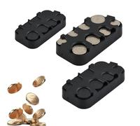 3 Piezas Portamonedas, 8 Compartimentos de 2 euros a 1 Céntimo, con Fijación Rápida, Porta Monedas para 3 x 48 Moneda, Clasificador Organizador de Monedas para Coche, Taxi, Camareros, Negro