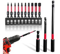 3 Piezas Portapuntas Magnético con Juego de Puntas para Atornillador Hexagonales Alargador Puntas Atornillador Vástago de 1/4" Adecuado Destornilladores Inalámbricos, Taladros, Llaves de Impacto