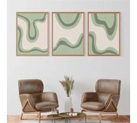 3 piezas-Póster Con Degradado Verde Estilo Bohemio de Mediados de Siglo Pintura Abstracta Sobre Lienzo Cuadros Sala de Estar Dormitorio Oficina Decoración del Hogar Arte de Pared-40x50cm (sin marco)