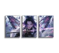 3 piezas Póster de Anime Demon Slayer en Lienzo Shinobu Kocho Arte Mural Estético de Decoración de Demon Slayer Para Casa Salón Dormitorio Sin Marco 30x45cm(75x115pulg)