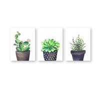 3 Piezas-Pósteres Abstractos de Plantas Verdes y Flores de Cactus Impresión de Paisaje del Desierto del Suroeste Arte de Pared Pintura en Lienzo Imagen Decoración de Sala de Estar-30*50cm (sin marco)