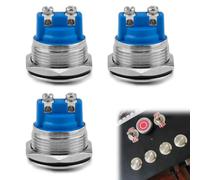 3 Piezas Pulsadores Momentáneos de Acero Inoxidable Impermeables, con Terminales de Tornillo,19mm 2A 12V/24V/125V/250V Momentáneo Pulsador, Interruptor de Botón Pulsador Autoblocante