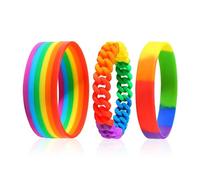 3 Piezas Pulseras De Colores, Pulseras De Colores, Pulseras Trenzadas, Pulseras De Silicona, Pulseras De Arco Iris, Pulseras del Orgullo, Accesorios De Ropa