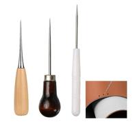 3 Piezas Punzón con Mango de Madera Coser Cuero Punzón - Herramientas de Costura de Alta Calidad para Artesanía en Cuero y Reparaciones