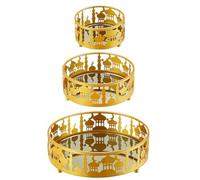 3 Piezas Ramadan Bandeja, Bandeja Decorativa de Castillo de Metal Hueco de Luna y Estrella para Ramadan Decoracion de Eid Mubarak