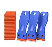 3 Piezas Rascador de Calcomanías, Rascador de Plástico, Rascador de Quitar Adhesivos, con 30 Cuchillas de Repuesto, Rascador de Multiusos Limpieza, Rascador de Pegamento, para Etiquetas, Vidrio