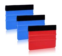 3 Piezas Raspador para Vinilos, Espátula Vinilo Plástico Resistente Espátula de Fieltro para Vinilo para Vinilo de Coche, Manualidades, Ventanas, Papel de Pared (Rojo, Azul)