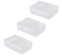 3 piezas rectángulo accesorios caja de almacenamiento con tapas con bisagras, 3.5 x 2.7 x 2.8 pulgadas contenedores de almacenamiento de plástico para cuentas, tapones para los oídos, manualidades