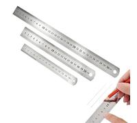 3 Piezas Regla Metálica de Acero Inoxidable 15/20/30 cm, Regla Doble Escala Métrica e Imperial, Regla Aluminio para Oficina, Escuela, Dibujo y Costura