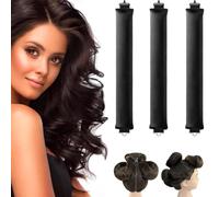 3 Piezas Rizador Pelo Sin Calor, Rizadores para Dormir,Rizos sin Calor Durante la Noche,Rizador de Pelo Sin Calor con Gancho,Herramientas de Peinado Bricolaje,para Rizos, Cortos,Lisos o Rizados,Negro