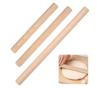 3 Piezas Rodillo de Madera de Haya, 25cm/30cm/45cm Rodillo Cocina Amasar, Rolling Pin, Rodillos Reposteria de Madera Sin Asas Perfecto para Masa, Pizza, Galletas, Fondant y Pan Casero