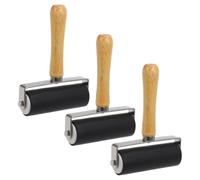 3 Piezas Rodillo de Tinta para Impresión, Goma y Madera, Negro | Extiende Tinta, Pegamento y Óleo Limpieza Sencilla, Uso en Bricolaje, Bloque de Pintura y Estampación