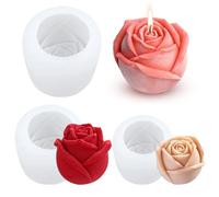 3 Piezas Rosas Flor Silicona Moldes para Velas, Resina, Jabón, 3D Rosa Forma, para Velas Perfumadas, Chocolate, Cera de Soja