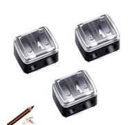3 Piezas Sacapuntas Lapiz Bjos,Sacapuntas Maquillaje,Sacapuntas de Doble Agujero con Depósito,Maquillaje de Doble Agujero,Sacapuntas Profesional para Lápiz Cosmético de Ojos,Cejas y Labios