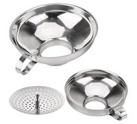 3 piezas/set de embudos con colador, embudos de acero inoxidable para enlatar para llenar tarros de cristal, boca ancha, kit de suministros para enlatar para uso en la cocina. Embudo con colador