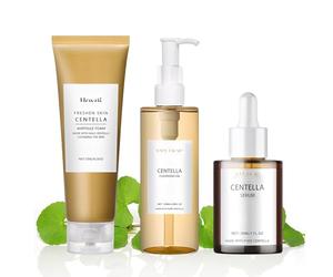 3 Piezas Skincare Centella Kit, Centella Cleansing Oil, Centella Limpiador Facial, Centella Serum, Skincare Coreano Kit,Hidratante,Reduce los Poros y es Apto para Todo Tipo de Piel,Aceite de limpieza