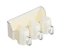 3 Piezas Soporte Cepillo de Dientes Montaje en La Pared, Portacepillos de Dientes Almacenamiento Multifuncional, Accesorios Baño Sin Taladro, con 3 Vasos para Enjuague Bucal Invertidos