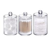 3 Piezas Soporte Para Hisopos De Algodón Algodón Y Soporte Para Hisopos Dispensador De Algodón Transparente Soportes De Bastoncillo De Acrílico para Cosméticos, Bolas De Algodón, Hisopos, Horquillas