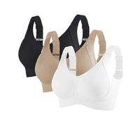3 Piezas Sujetador Deportivo Mujer Alto Impacto Talla Grande Sujetador Sin Aros Push Up Bandolera Ajustable con Relleno Suaves Cómodo Sostenes de Mujer Sin Costuras Transpirable Sports Bra