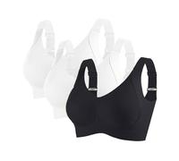 3 Piezas Sujetador Deportivo Mujer Alto Impacto Talla Grande Sujetador Sin Aros Push Up Bandolera Ajustable con Relleno Suaves Cómodo Sostenes de Mujer Sin Costuras Transpirable Sports Bra