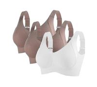3 Piezas Sujetador Deportivo Mujer Alto Impacto Talla Grande Sujetador Sin Aros Push Up Bandolera Ajustable con Relleno Suaves Cómodo Sostenes de Mujer Sin Costuras Transpirable Sports Bra