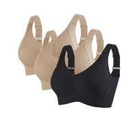 3 Piezas Sujetador Deportivo Mujer Alto Impacto Talla Grande Sujetador Sin Aros Push Up Bandolera Ajustable con Relleno Suaves Cómodo Sostenes de Mujer Sin Costuras Transpirable Sports Bra