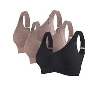 3 Piezas Sujetador Deportivo Mujer Alto Impacto Talla Grande Sujetador Sin Aros Push Up Bandolera Ajustable con Relleno Suaves Cómodo Sostenes de Mujer Sin Costuras Transpirable Sports Bra