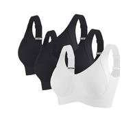 3 Piezas Sujetador Deportivo Mujer Alto Impacto Talla Grande Sujetador Sin Aros Push Up Bandolera Ajustable con Relleno Suaves Cómodo Sostenes de Mujer Sin Costuras Transpirable Sports Bra