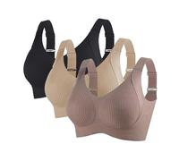3 Piezas Sujetador Deportivo Mujer Sostenes Alto Impacto Talla Grande Sujetador Sin Aros Push Up Bandolera Ajustable con Relleno Suaves Cómodo Sostenes de Mujer Sin Costuras Transpirable Sports Bra