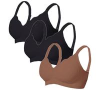 3 Piezas Sujetador Mujer Sin Aros Bralette Sujetador Elástico Sin Costuras Super Suave Comodos Sujetadores Push Up con Cuello En V Sujetadores Transpirable Elástico Sports Bra