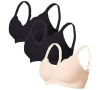 3 Piezas Sujetador Mujer Sin Aros Bralette Sujetador Elástico Sin Costuras Super Suave Comodos Sujetadores Push Up con Cuello En V Sujetadores Transpirable Elástico Sports Bra