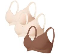 3 Piezas Sujetador Mujer Sin Aros Bralette Sujetador Elástico Sin Costuras Super Suave Comodos Sujetadores Push Up con Cuello En V Sujetadores Transpirable Elástico Sports Bra