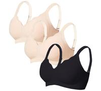 3 Piezas Sujetador Mujer Sin Aros Bralette Sujetador Elástico Sin Costuras Super Suave Comodos Sujetadores Push Up con Cuello En V Sujetadores Transpirable Elástico Sports Bra