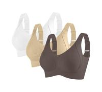 3 Piezas Sujetador Reductor sin Aros Sujetador Deportivo Alto Impacto Talla Grande Sujetadores Básico sin Costuras Cuello V Push Up Bandolera Ajustable con Relleno Suaves Cómodo Transpirable Sostenes