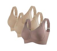 3 Piezas Sujetador Reductor sin Aros Sujetador Deportivo Alto Impacto Talla Grande Sujetadores Básico sin Costuras Cuello V Push Up Bandolera Ajustable con Relleno Suaves Cómodo Transpirable Sostenes