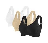 3 Piezas Sujetador Reductor sin Aros Sujetador Deportivo Alto Impacto Talla Grande Sujetadores Básico sin Costuras Cuello V Push Up Bandolera Ajustable con Relleno Sostenes Suaves Cómodo Transpirable