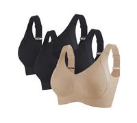 3 Piezas Sujetador Reductor sin Aros Sujetador Deportivo Alto Impacto Talla Grande Sujetadores Básico sin Costuras Cuello V Push Up Bandolera Ajustable con Relleno Suaves Cómodo Transpirable Sostenes