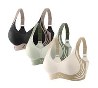 3 Piezas Sujetador Reductor sin Aros Sujetador Deportivo Alto Impacto Talla Grande Sujetadores Reductores sin Costuras Cuello V Push Up Sostenes Básico Ajustable con Relleno Suaves Cómodo Transpirable